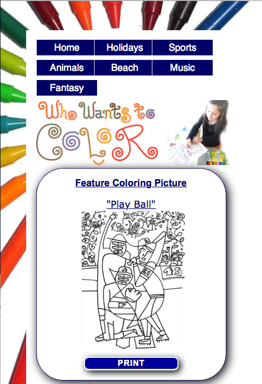 Link To WhoWants To Color Website by Artist Ric Clement